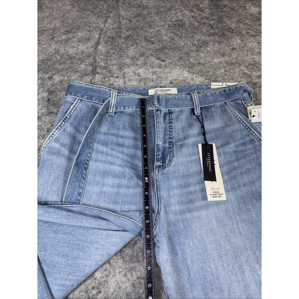 New Liverpool Belted Jeans Women's 31 Light Wash Stride Hi-Rise Wide Leg - Picture 14 of 15